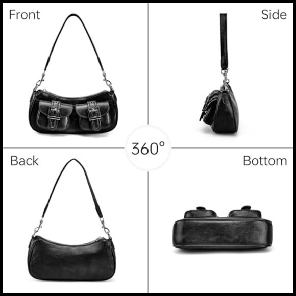 Y2K Retro Hobo Shoulder Bag Faux Leather Crossbody Purse with Zip - Picture 6 of 6